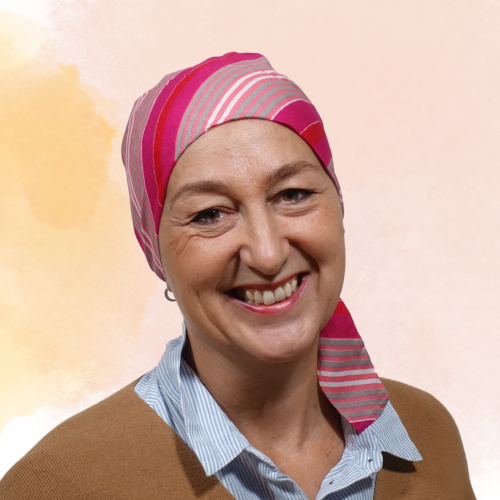 Vrouw 40+ met een sjaal tijdens chemokuur